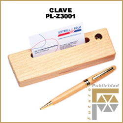 pluma con e stuche de madera